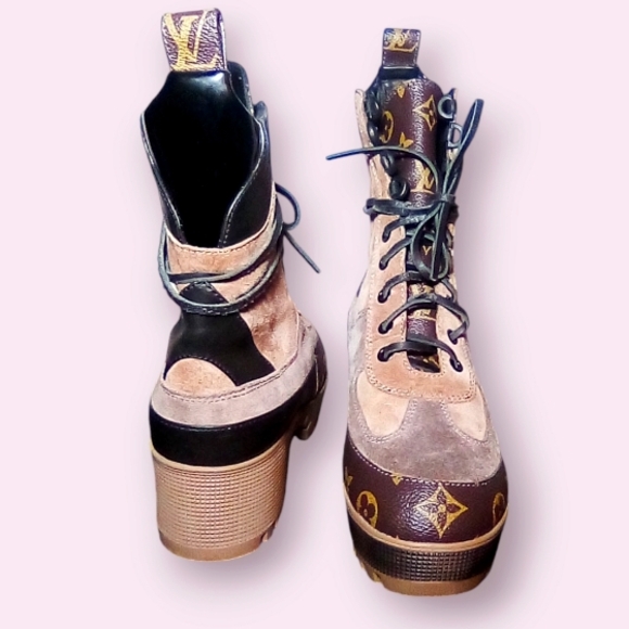 Louis Vuitton Laureate Platform Desert Boots in Beige Sz 40EU Womans 9US - Picture 3 of 4
